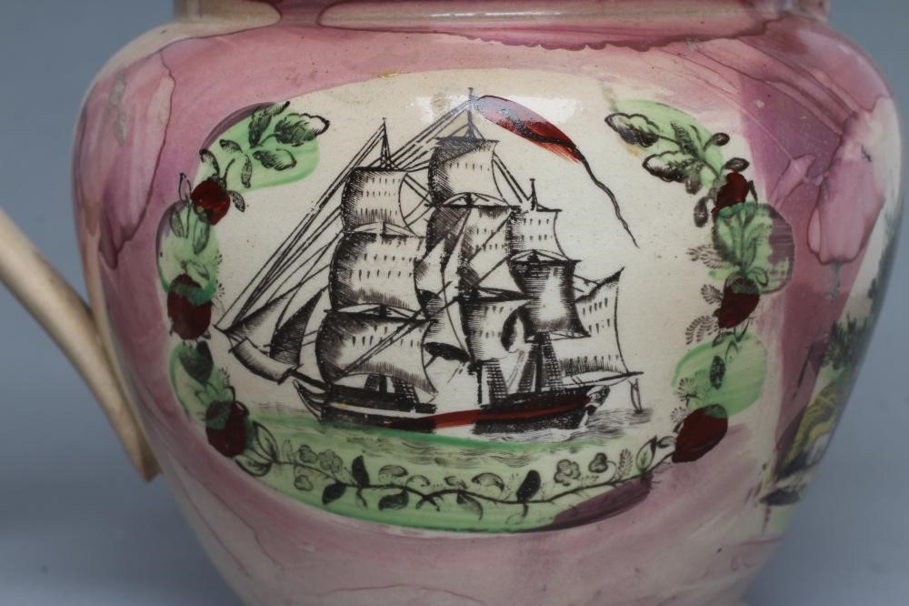 A SUNDERLAND PINK SPLASH LUSTRE POTTERY DUTCH JUG Image