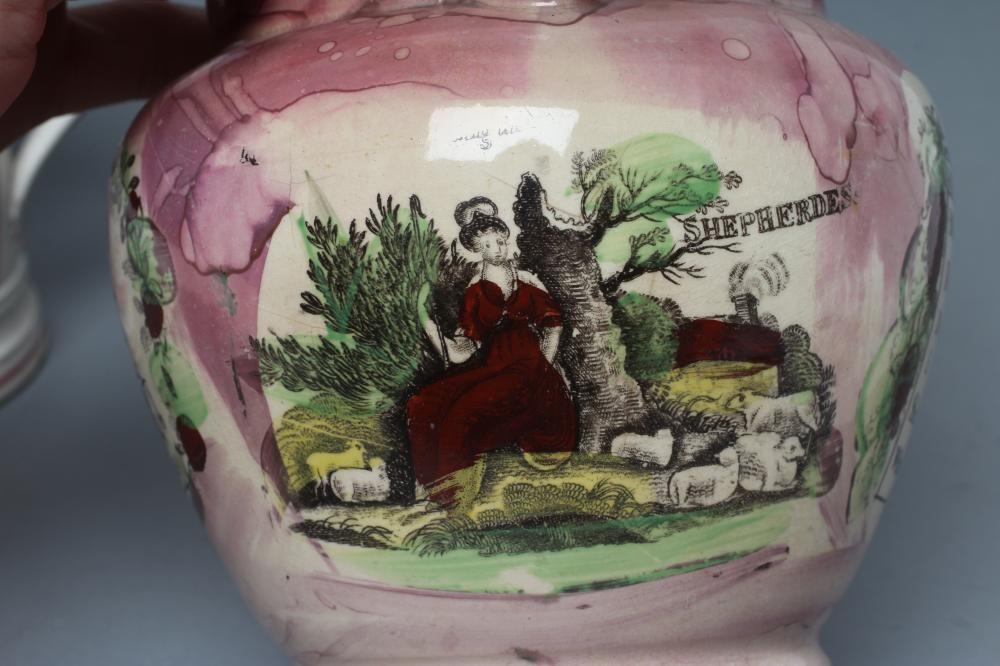 A SUNDERLAND PINK SPLASH LUSTRE POTTERY DUTCH JUG Image