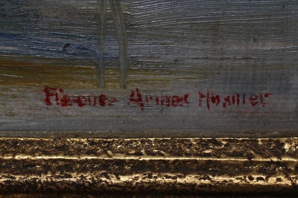 FLORENCE ARMES HOSMER (American 1880-1978) Harbour Scene with Fishing Boats, oil on panel, signed, Image