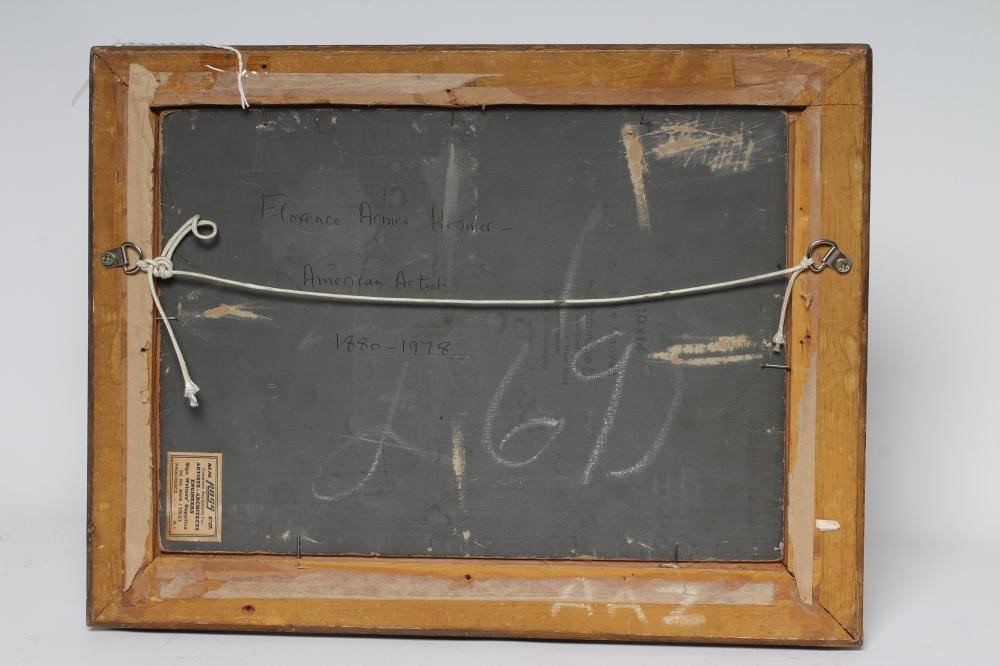 FLORENCE ARMES HOSMER (American 1880-1978) Harbour Scene with Fishing Boats, oil on panel, signed, Image