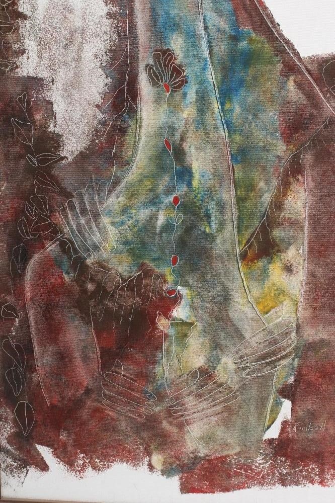 HAROLD C KIMBALL (American, b.1929) Two Figures, oil on canvas, signed, 48" x 24", framed (Est. plus Image