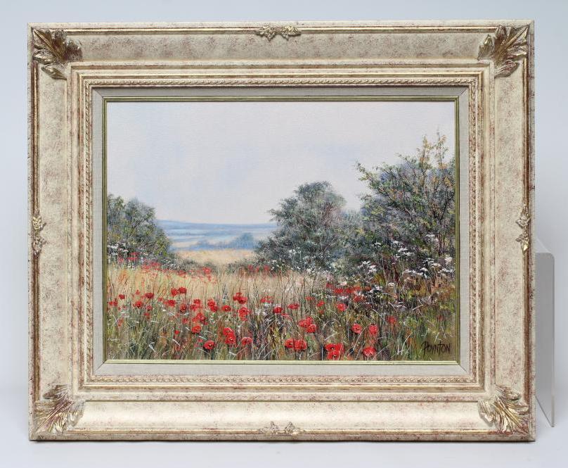 DEBORAH POYNTON (South African b.1970) "Poppies in the Meadow", oil on canvas, signed, 12" x 16", Image