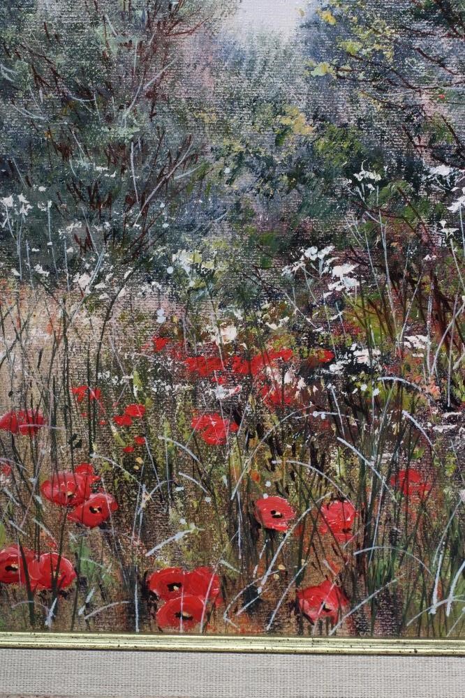 DEBORAH POYNTON (South African b.1970) "Poppies in the Meadow", oil on canvas, signed, 12" x 16", Image