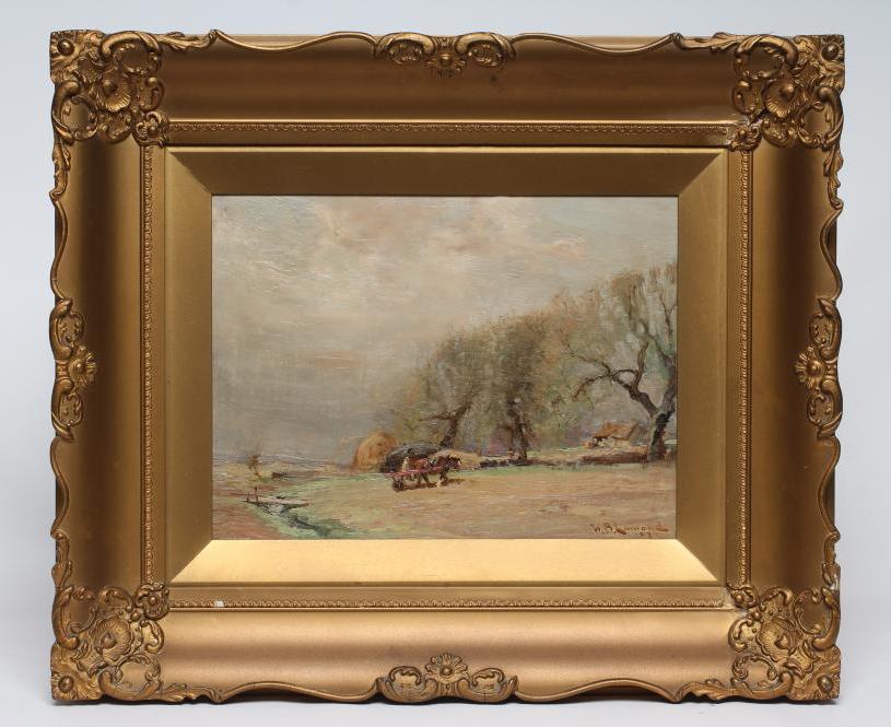 WILLIAM BRADLEY LAMOND (Scottish 1857-1924) Landscape with Horse and Cart, oil on board, signed, and Image