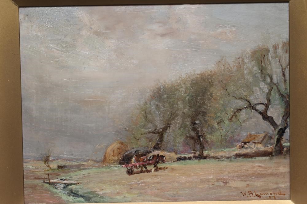 WILLIAM BRADLEY LAMOND (Scottish 1857-1924) Landscape with Horse and Cart, oil on board, signed, and Image