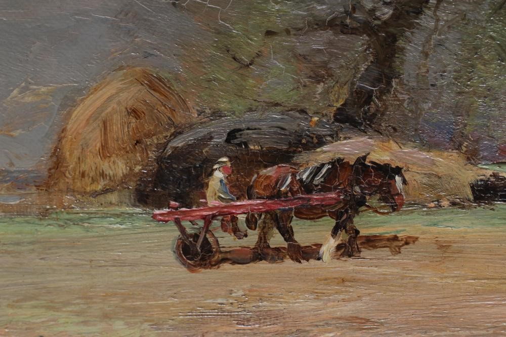 WILLIAM BRADLEY LAMOND (Scottish 1857-1924) Landscape with Horse and Cart, oil on board, signed, and Image