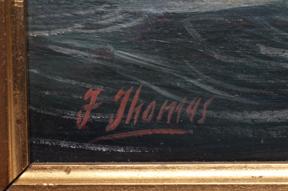 AMERICAN PRIMITIVE SCHOOL (19th century) Portrait of a Twin Masted Ship, oil on board, signed F. Image