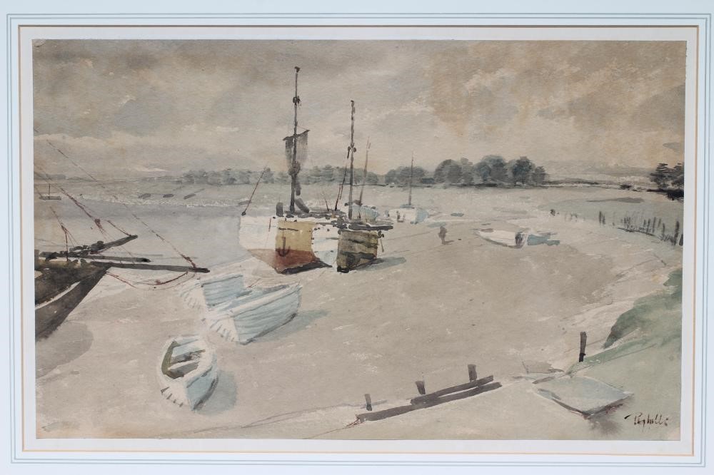 JOSEPH PIGHILLS (1902-1984), Maldon Beach Essex, watercolour and pencil, signed, inscribed to Image
