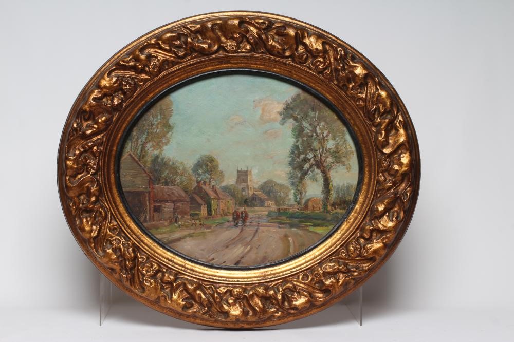 HERBERT F ROYLE (1870-1958) Village Scene with Team of Work Horses Image