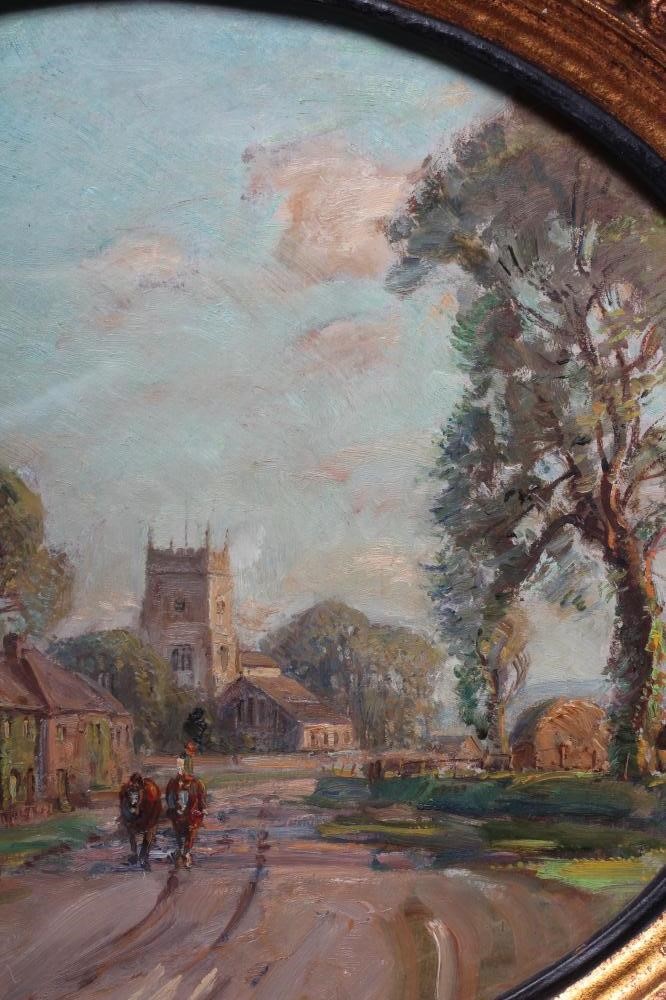 HERBERT F ROYLE (1870-1958) Village Scene with Team of Work Horses Image