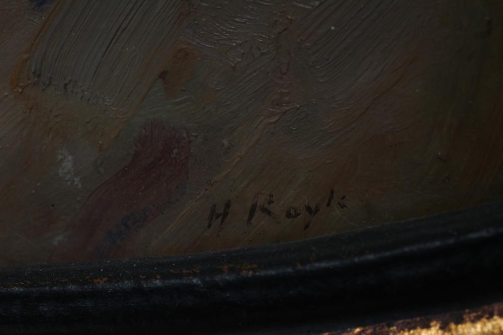 HERBERT F ROYLE (1870-1958) Village Scene with Team of Work Horses Image