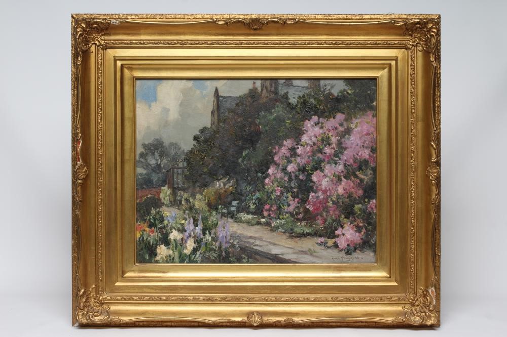 OWEN BOWEN (1873-1967) Summer Garden Rawdon, oil on canvas, signed and dated (19)26, 14" x 18", Image