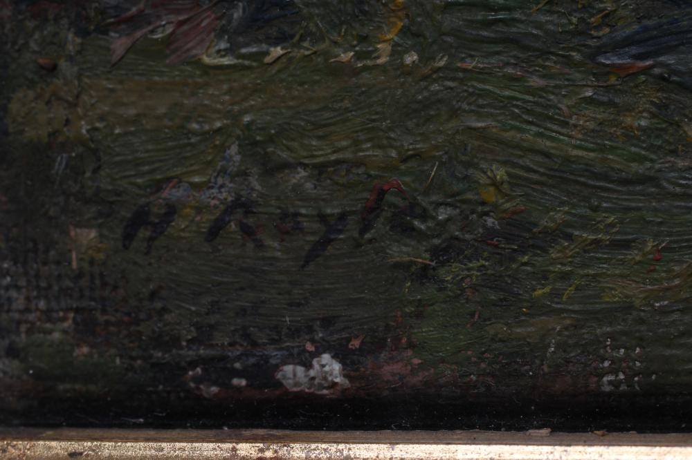 HERBERT F ROYLE (1870-1958) Haymaking Near The River Wharfe, oil on canvas, signed, 12" x 16 1/4", Image