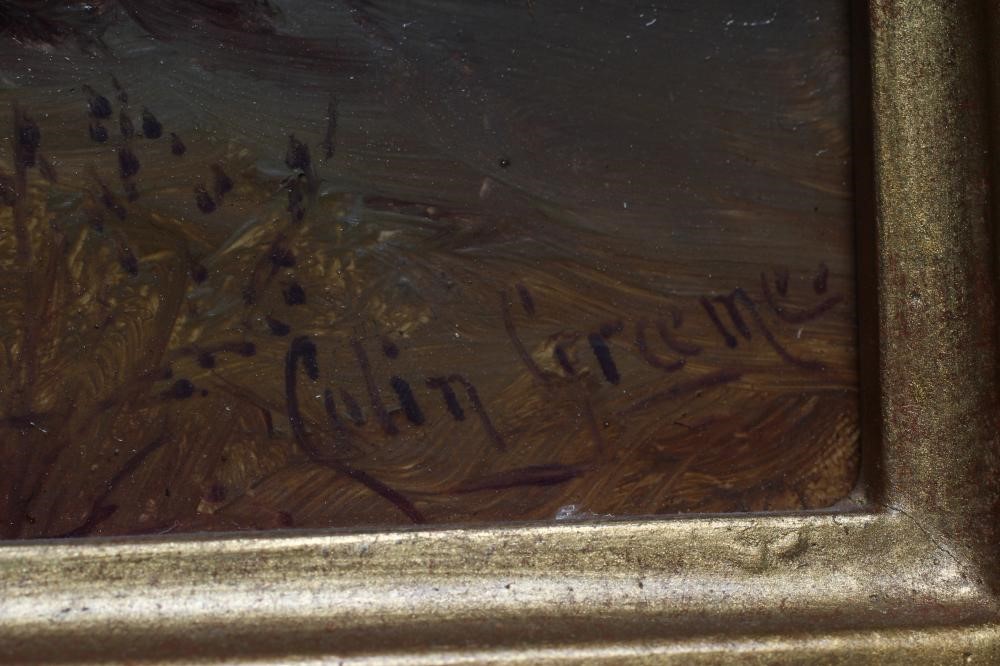 COLIN GRAEME ROE (1855-1910) Gundogs, a pair, oil on board, signed Colin Graeme, 8 1/4" x 6", swept Image