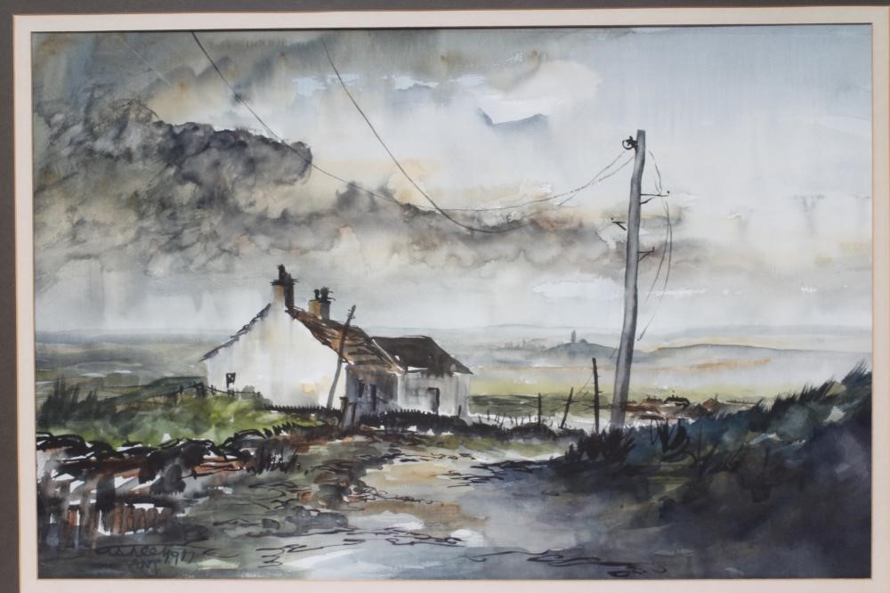 ASHLEY JACKSON (b.1940) Pennine Cottage in Winter, watercolour, signed and dated 1977, 15 1/2" x Image