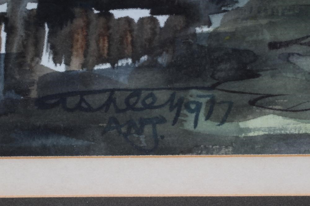 ASHLEY JACKSON (b.1940) Pennine Cottage in Winter, watercolour, signed and dated 1977, 15 1/2" x Image