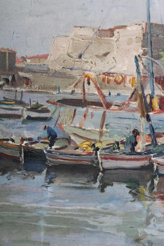 PHILIP NAVIASKY (1884-1983) Continental Harbour Scene, oil on canvas, signed, 20" x 30", unframed Image