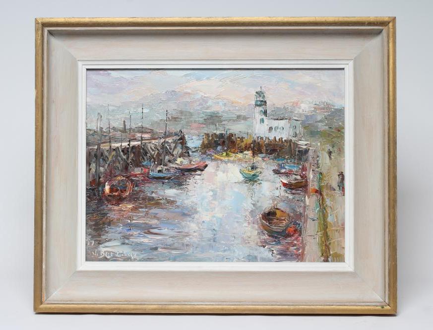 VALTER BERZINS (1925-2009) "Scarborough Harbour", oil on board, signed and dated (19)97, 12 1/2" x Image