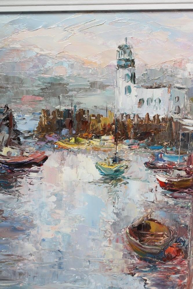 VALTER BERZINS (1925-2009) "Scarborough Harbour", oil on board, signed and dated (19)97, 12 1/2" x Image