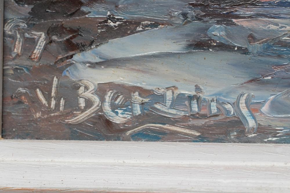 VALTER BERZINS (1925-2009) "Scarborough Harbour", oil on board, signed and dated (19)97, 12 1/2" x Image