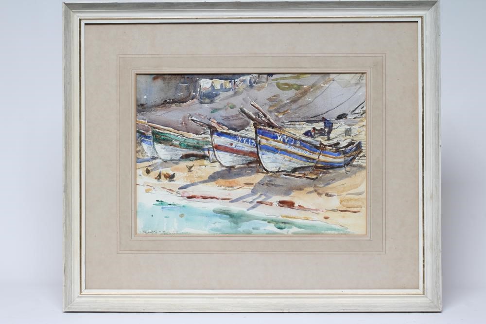 ROWLAND HENRY HILL (1873-1952) "Runswick Boats", watercolour, signed and dated 1934, 10 3/4" x 15 Image