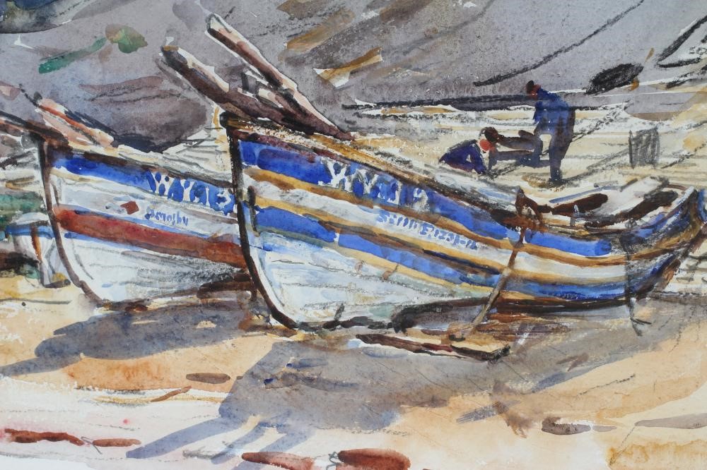 ROWLAND HENRY HILL (1873-1952) "Runswick Boats", watercolour, signed and dated 1934, 10 3/4" x 15 Image