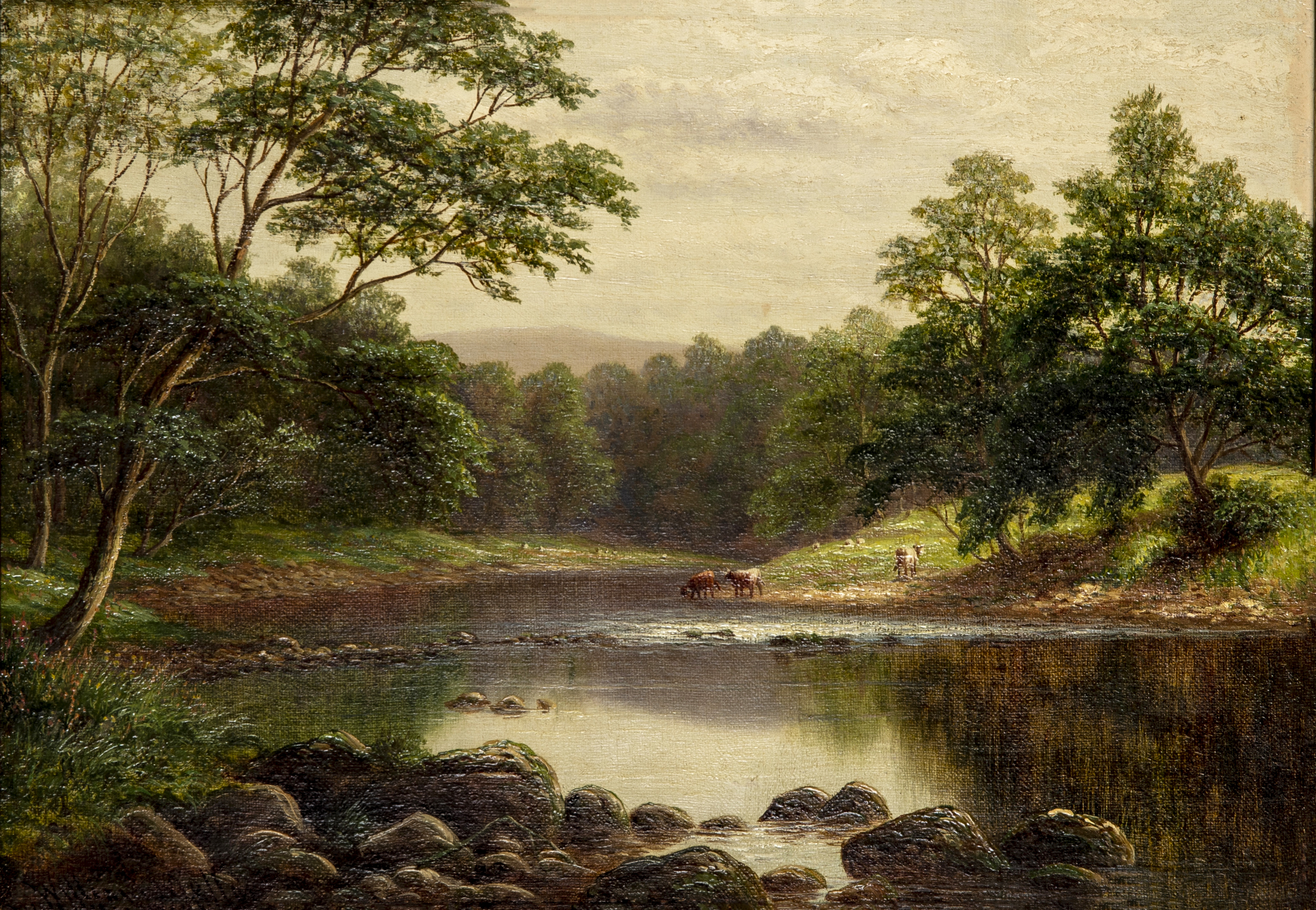 WILLIAM MELLOR (1851-1931) "On The Wharfe near Beamsley, Yorkshire", oil on canvas, signed, Image