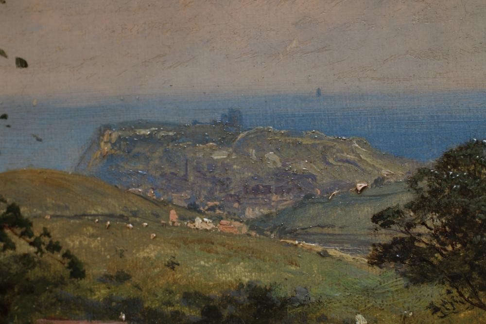 EDWARD HENRY HOLDER (1847-1922) Coastal Landscape with Whitby in the Distance Image