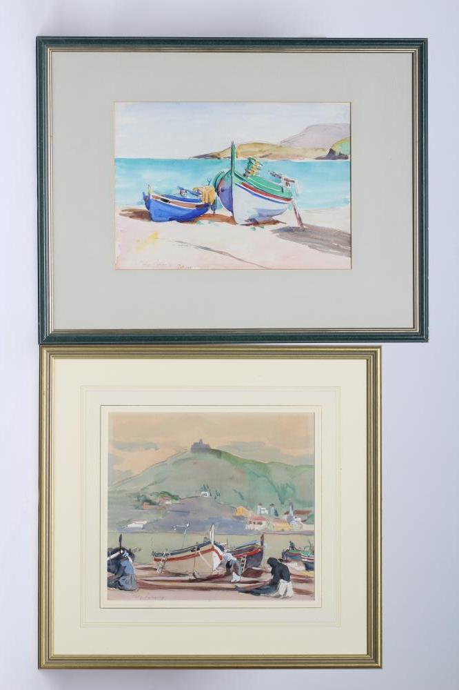 PHILIP NAVIASKY (1884-1983) Continental Beach Scene with Fisherfolk Mending Nets Image