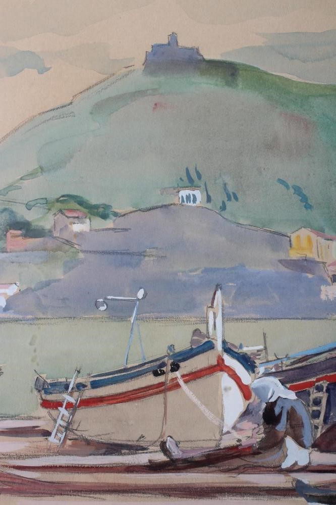 PHILIP NAVIASKY (1884-1983) Continental Beach Scene with Fisherfolk Mending Nets Image