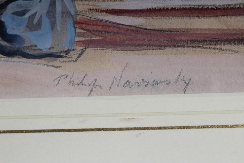 PHILIP NAVIASKY (1884-1983) Continental Beach Scene with Fisherfolk Mending Nets Image