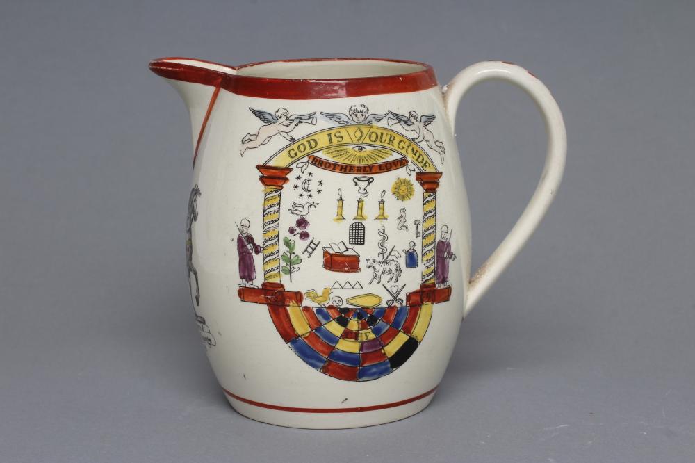 OF ROYAL INTEREST - a creamware barrel jug Image