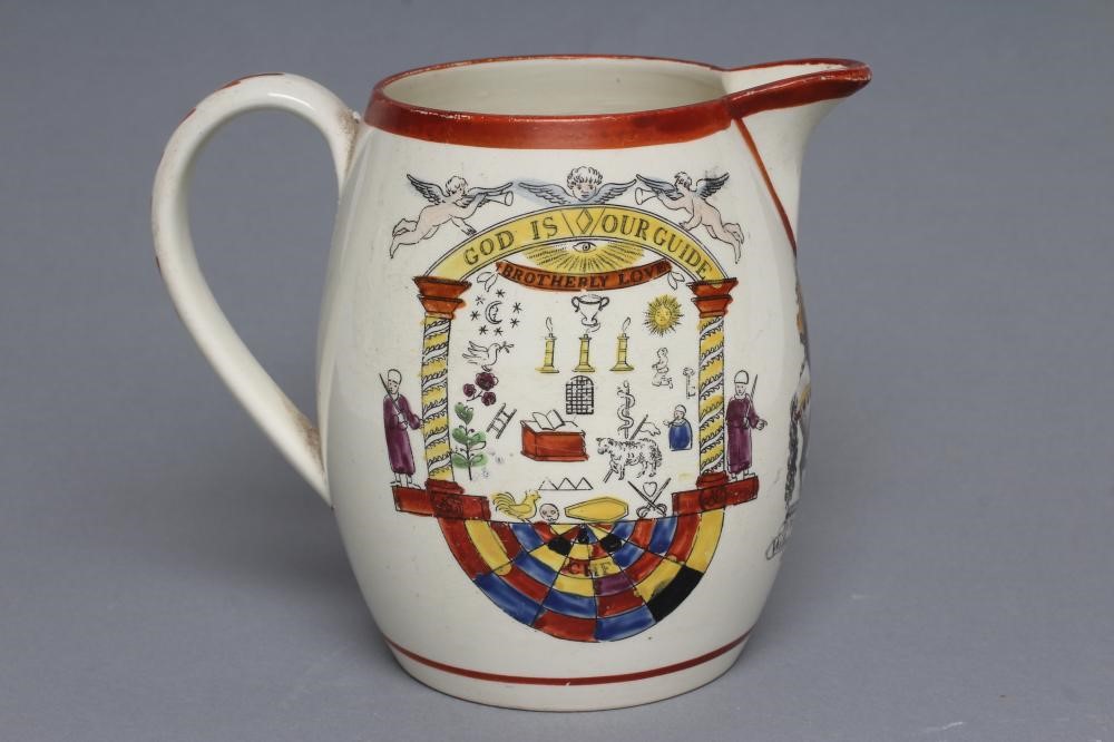 OF ROYAL INTEREST - a creamware barrel jug Image