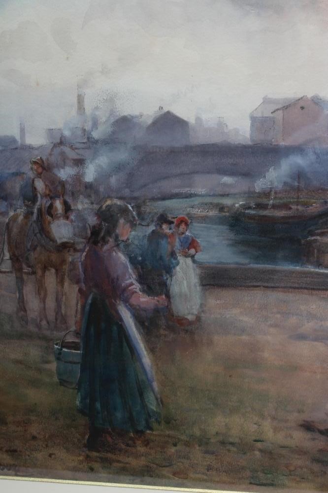 ARTHUR NETHERWOOD (1864-1930) "Aspley Dock Huddersfield", watercolour heightened with white, signed, Image