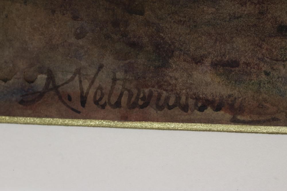 ARTHUR NETHERWOOD (1864-1930) "Aspley Dock Huddersfield", watercolour heightened with white, signed, Image