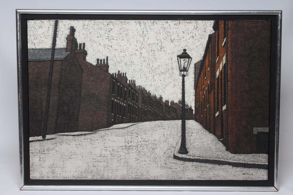 STUART WALTON (b.1933) Leeds Street Scene, oil on board, signed and dated (19)72, 20" x 30", framed Image