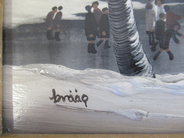 BRIAN SHIELDS "BRAAQ" (1951-1997) Industrial Town with Figures Skating in the Foreground Image