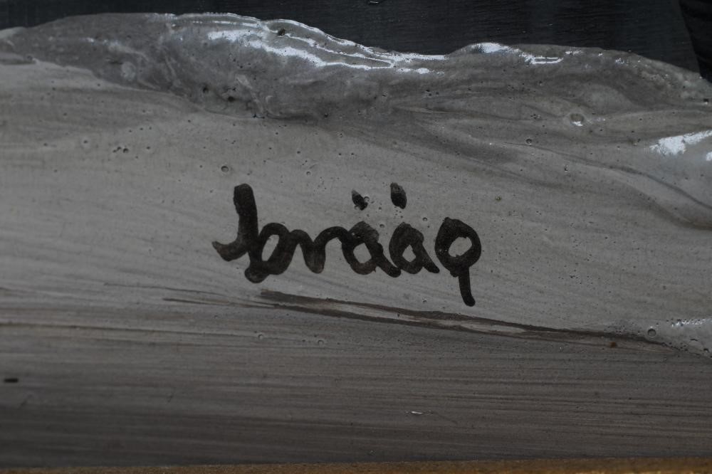 BRIAN SHIELDS "BRAAQ" (1951-1997) Industrial Town with Figures Skating in the Foreground Image