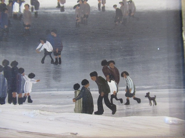 BRIAN SHIELDS "BRAAQ" (1951-1997) Industrial Town with Figures Skating in the Foreground Image