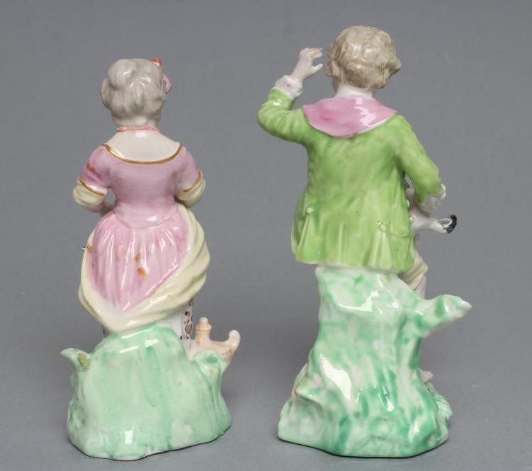 A PAIR OF CHELSEA DERBY PORCELAIN "FRENCH SHEPHERD" FIGURES Image