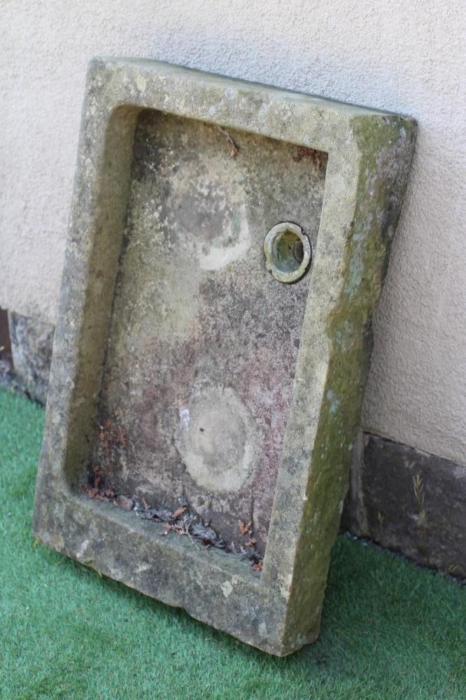 A SANDSTONE SINK, 21 1/2" X 32 1/4" x 5 1/2", together with another, 26 1/4" x 22 1/2" x 5 1/2" (2) Image
