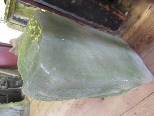 A CARVED SANDSTONE GREEN MAN MASK CORNER STONE, 10 1/4" X 17" (Illustrated) (Est. plus 24% premium Image