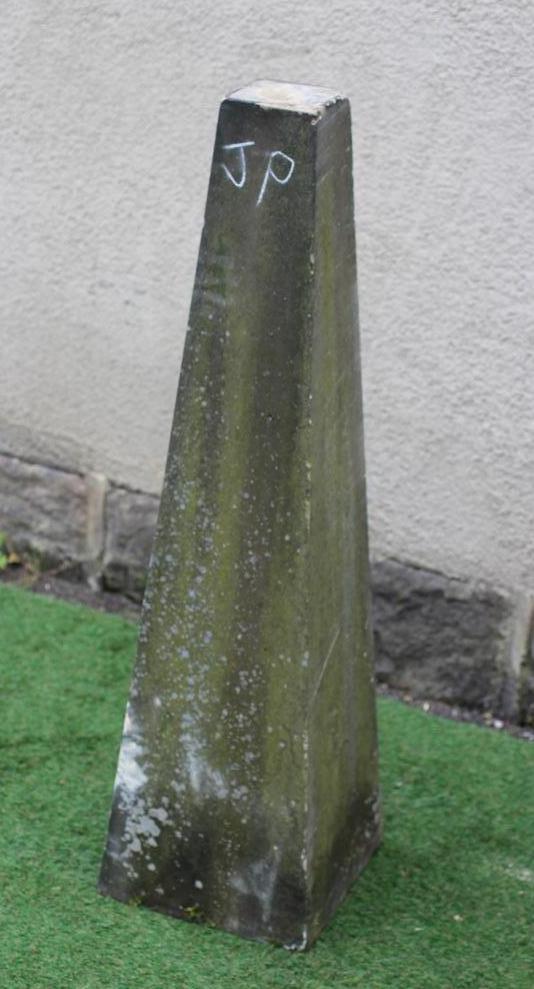 A CUT SANDSTONE OBELISK, lacking top, 12" x 42 1/2" (Est. plus 24% premium inc. VAT) Image