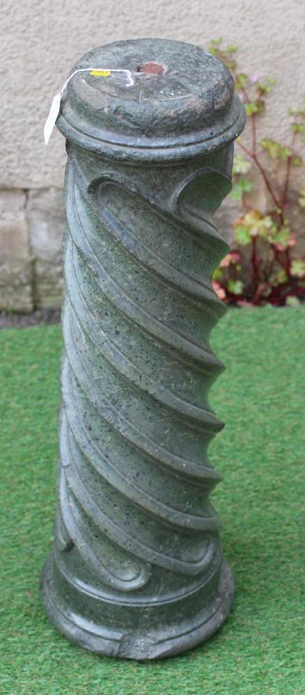 A SPIRAL FLUTED GREEN MARBLE COLUMN, Image
