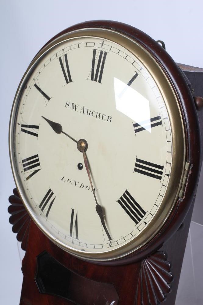 A MAHOGANY DROP DIAL WALL CLOCK by S. W. Archer Image