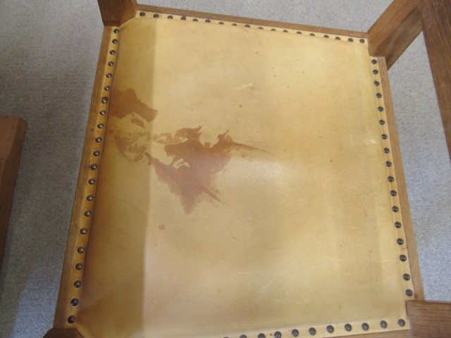 A ROBERT THOMPSON SET OF SIX OAK DINING CHAIRS including two elbow chairs Image