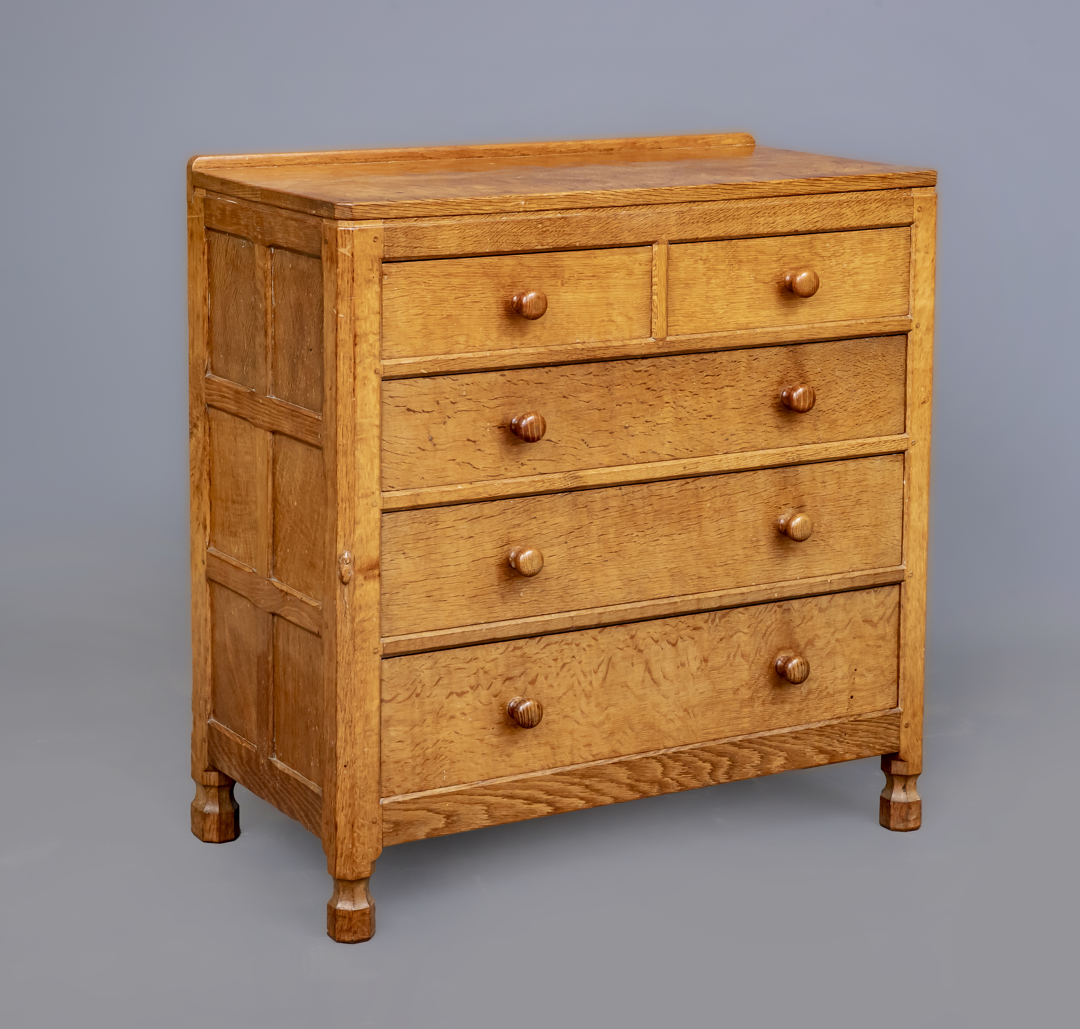 A ROBERT THOMPSON ADZED OAK CHEST Image