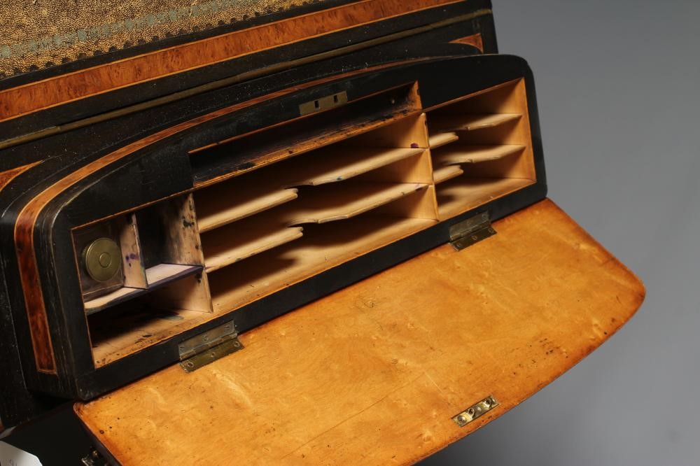 A VICTORIAN YEW AND EBONISED DAVENPORT Image