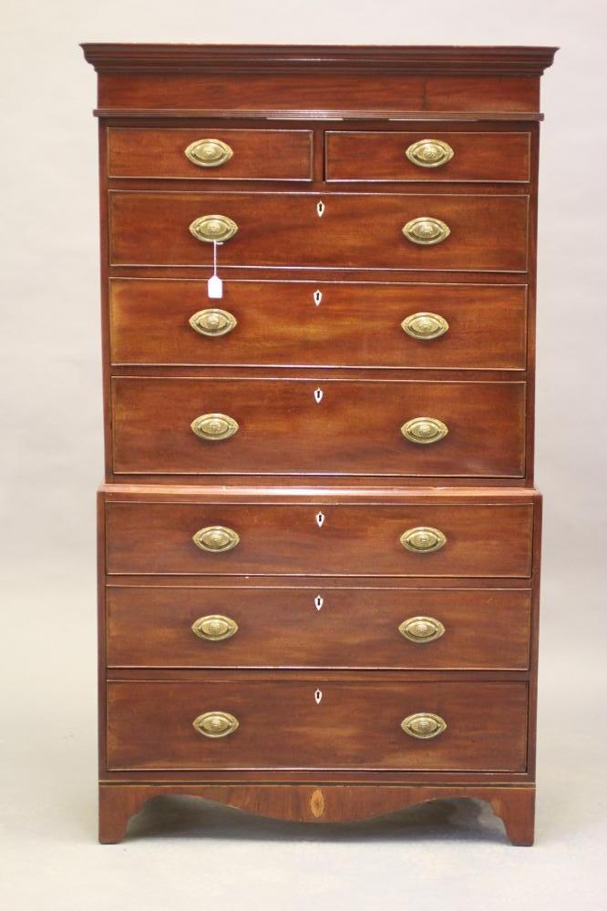 A GEORGIAN MAHOGANY CHEST ON CHEST Image