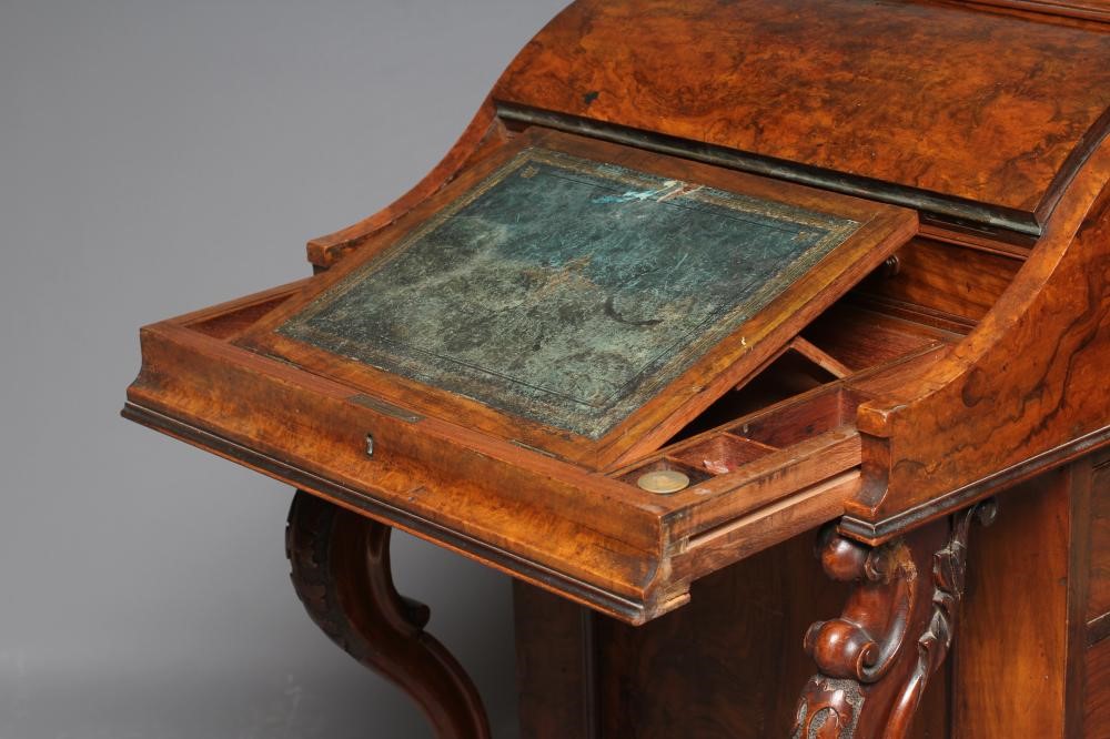A VICTORIAN BURR WALNUT DAVENPORT Image